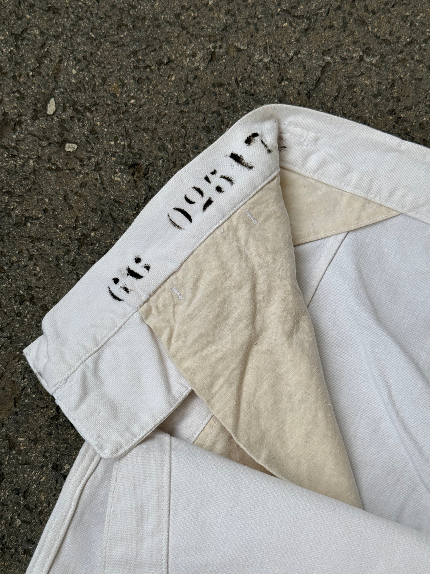 1965 DATED WHITE COTTON DENIM SAILOR TROUSERS