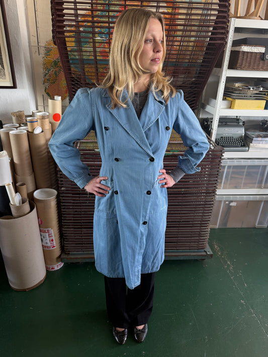 1940S WW2 BABY BLUE OVERCOAT