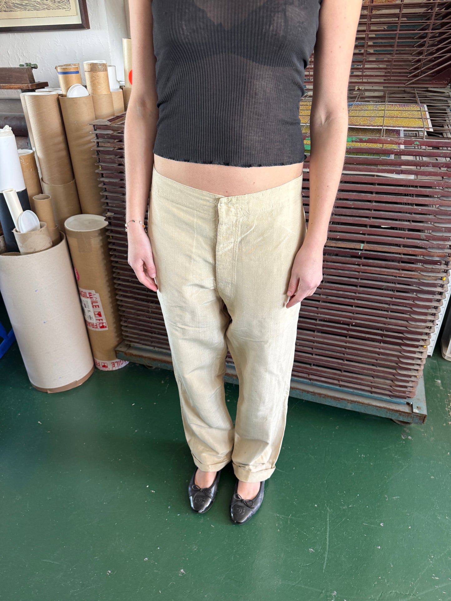 1910S COLONIAL RAW SILK TROUSERS