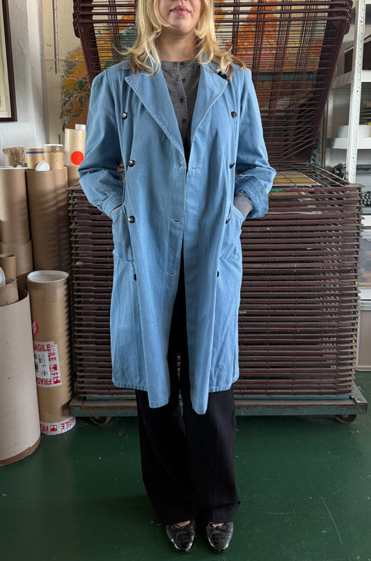1940S WW2 BABY BLUE OVERCOAT