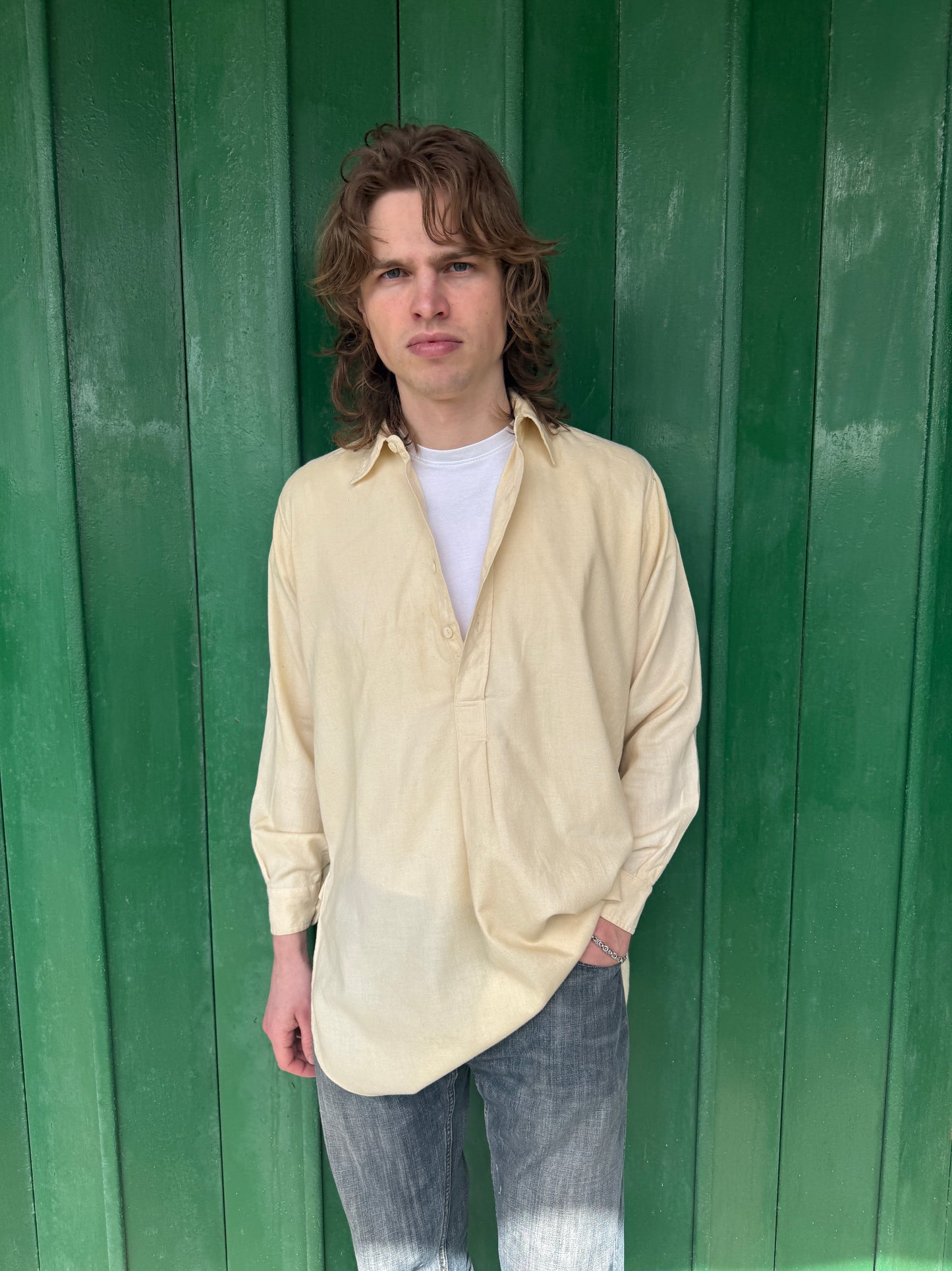 1940S CREAM WOOL SHIRT