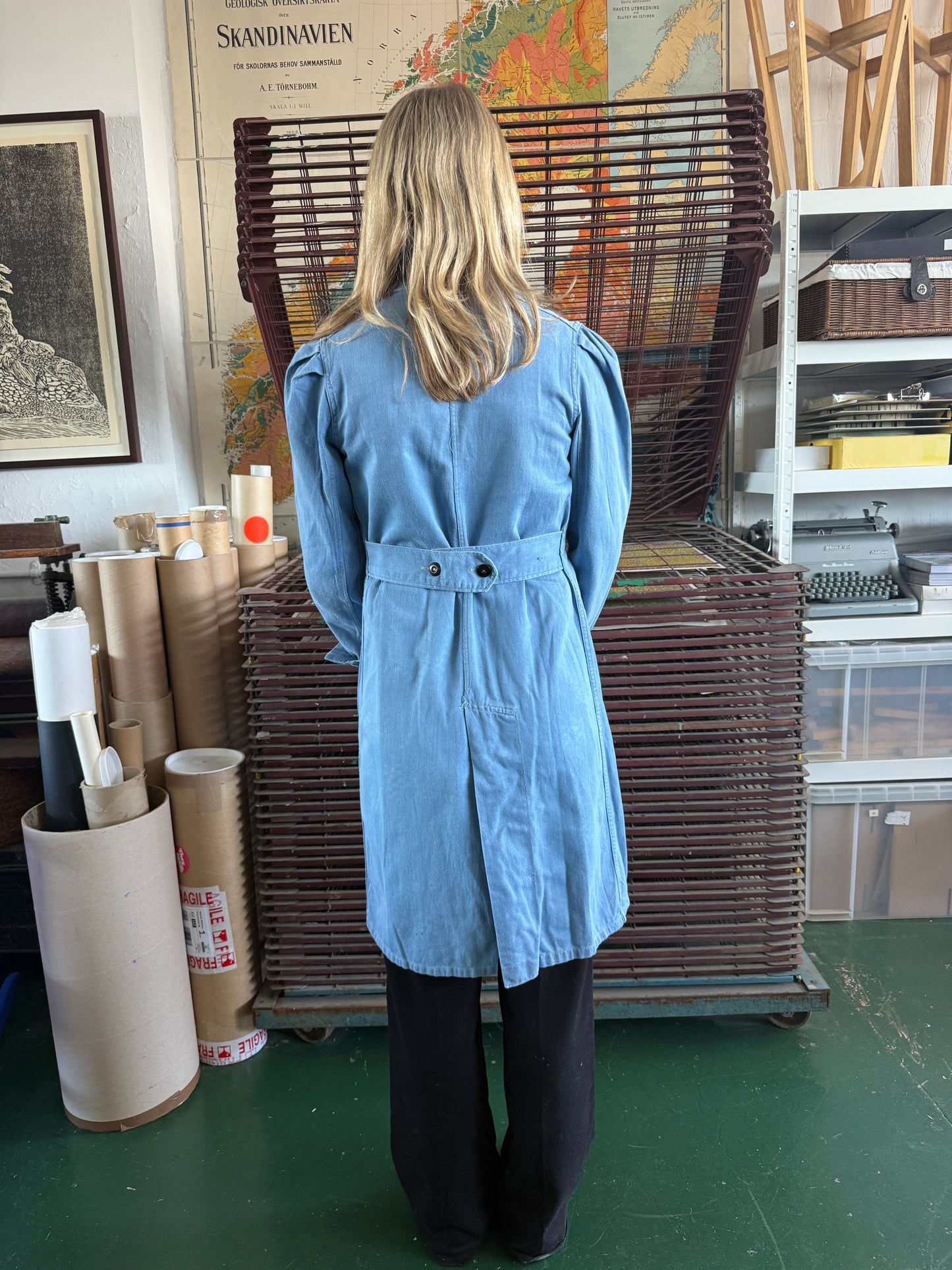 1940S WW2 BABY BLUE OVERCOAT