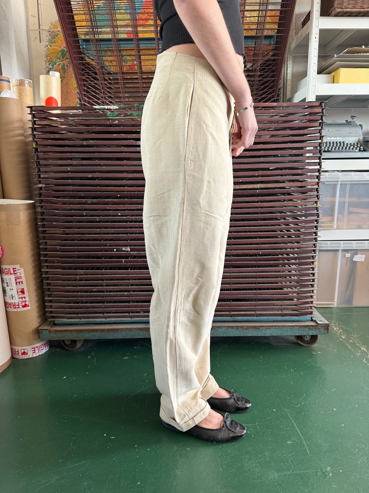 1910S COLONIAL RAW SILK TROUSERS