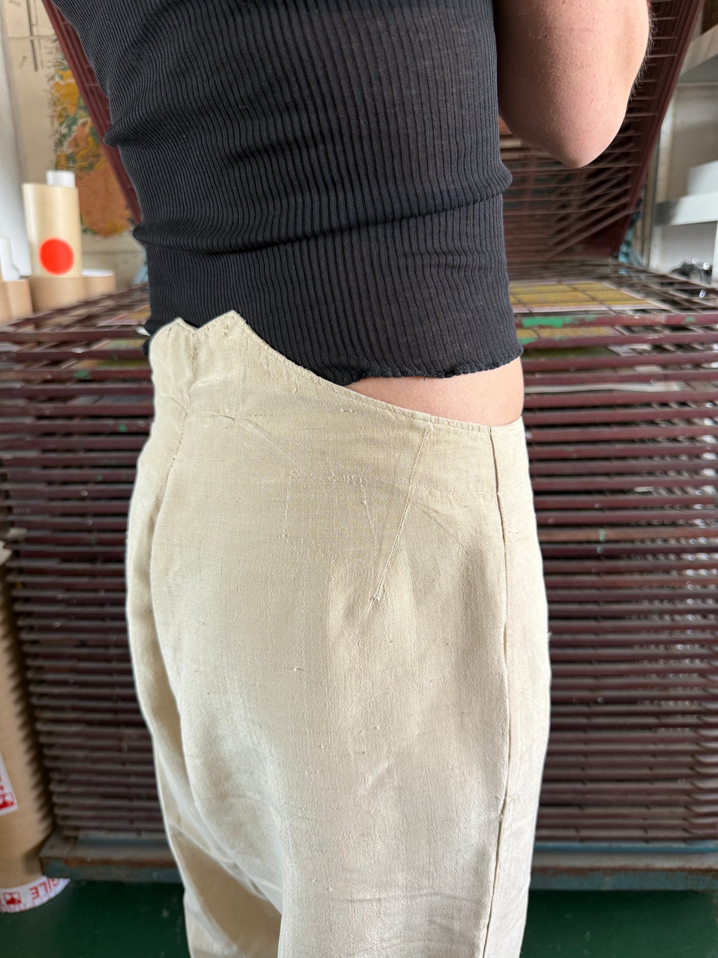 1910S COLONIAL RAW SILK TROUSERS