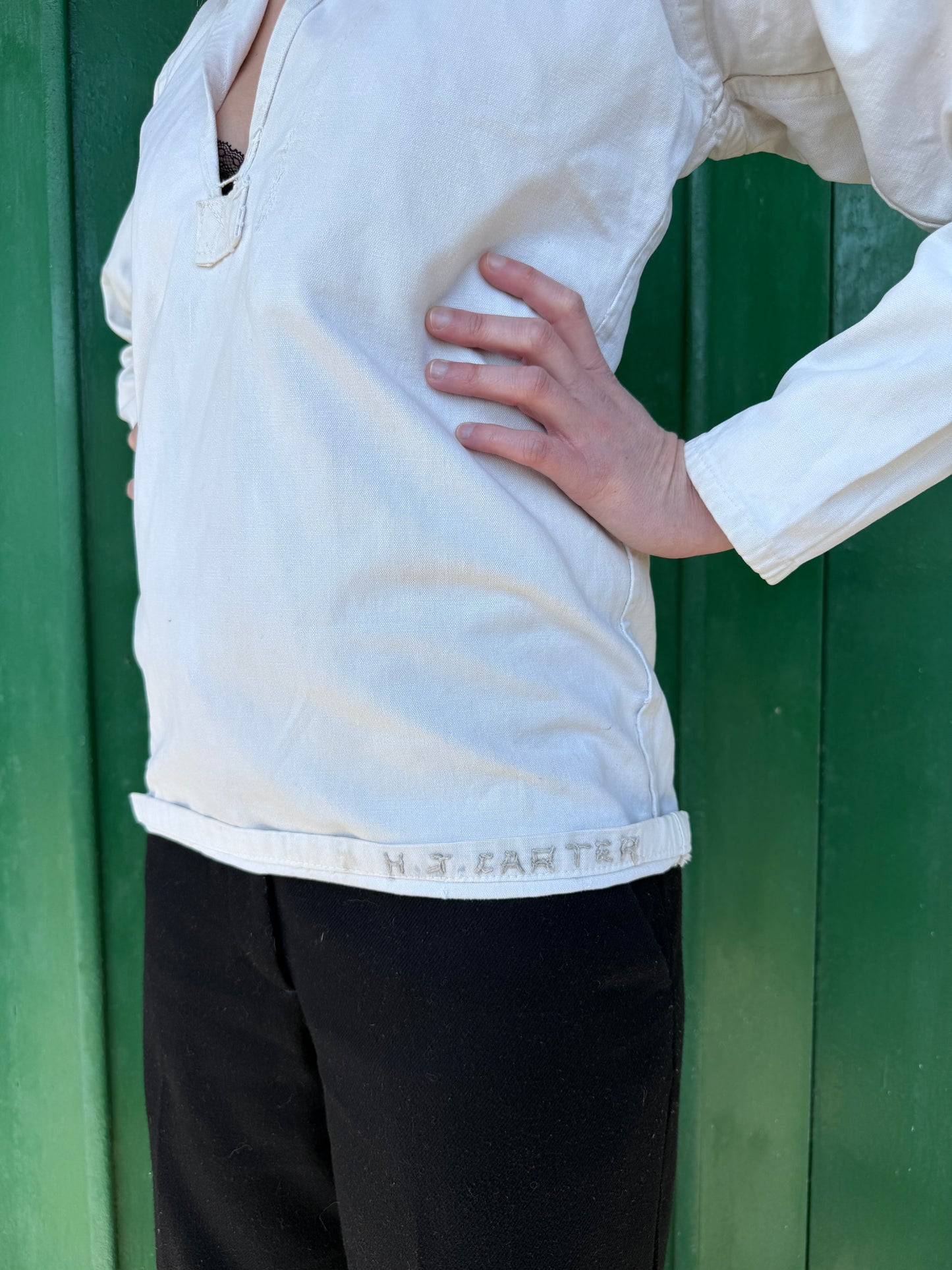 VINTAGE 1940S “H.J.CARTER” WHITE COTTON SAILOR SMOCK