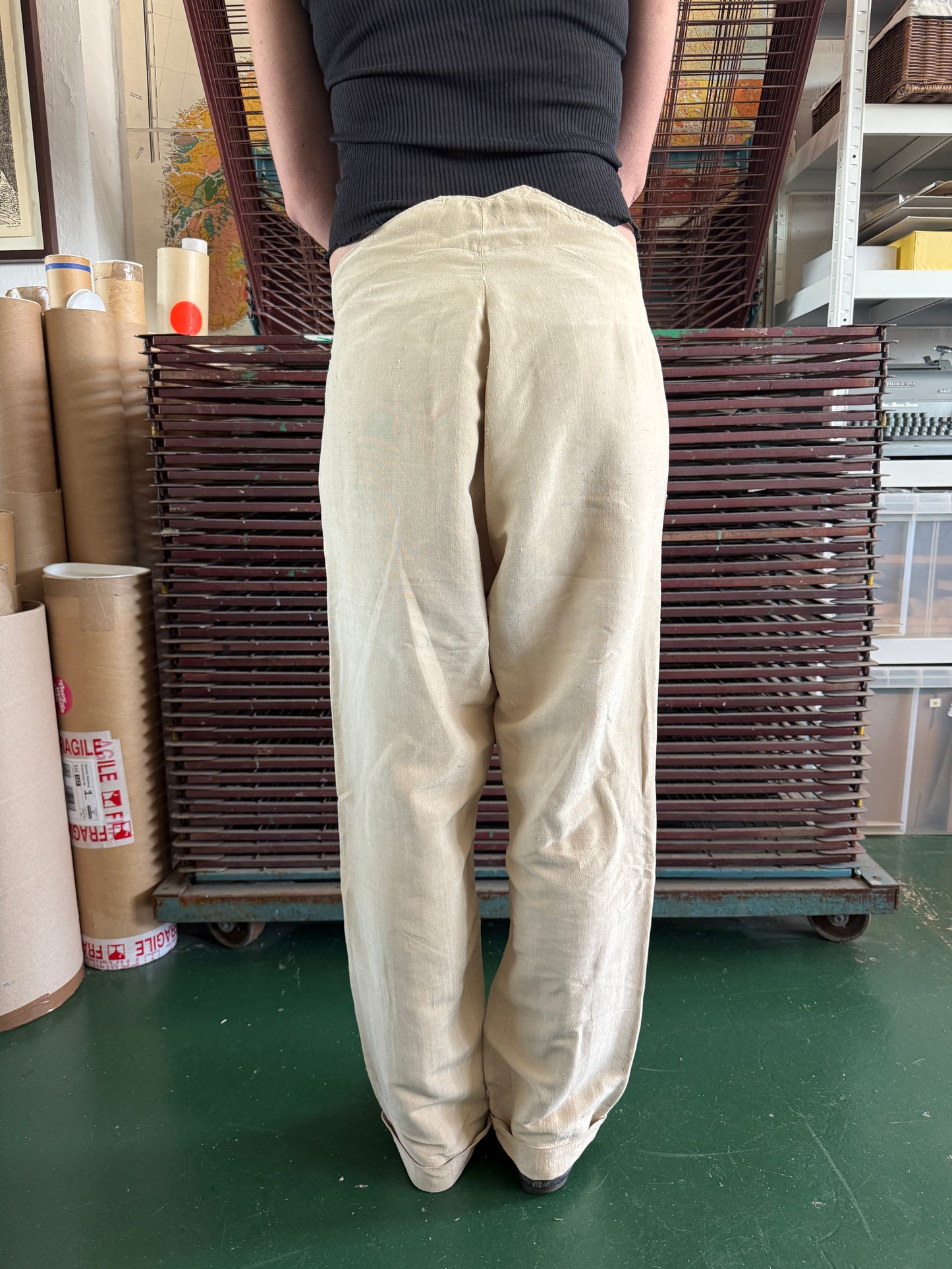 1910S COLONIAL RAW SILK TROUSERS