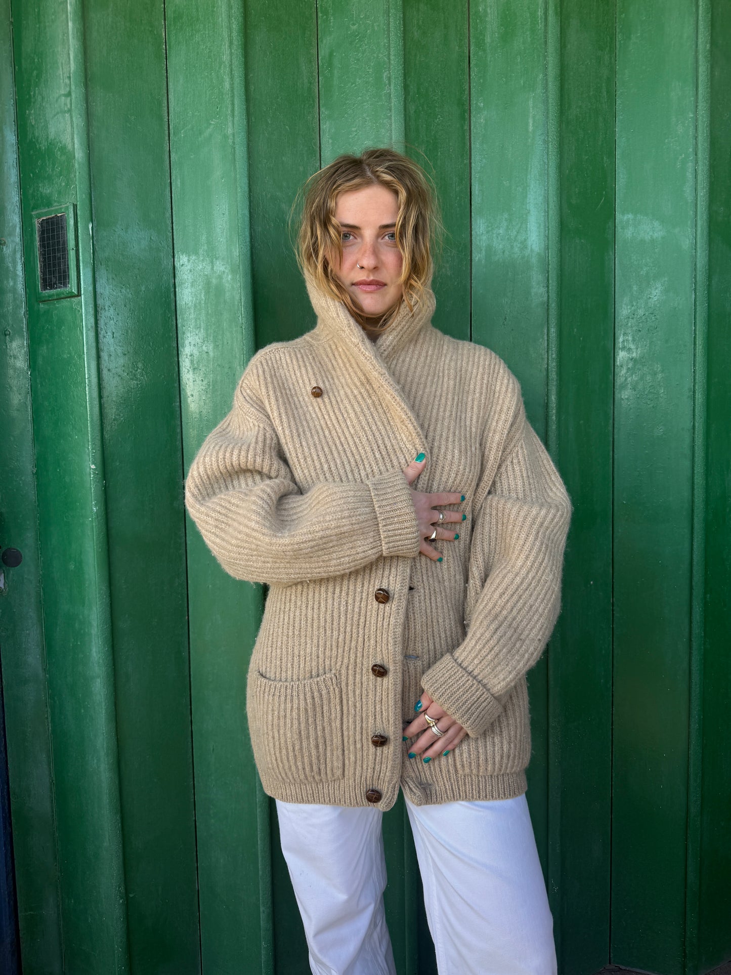 1940S SCOTTISH SHAWL COLLAR WOOL CARDIGAN