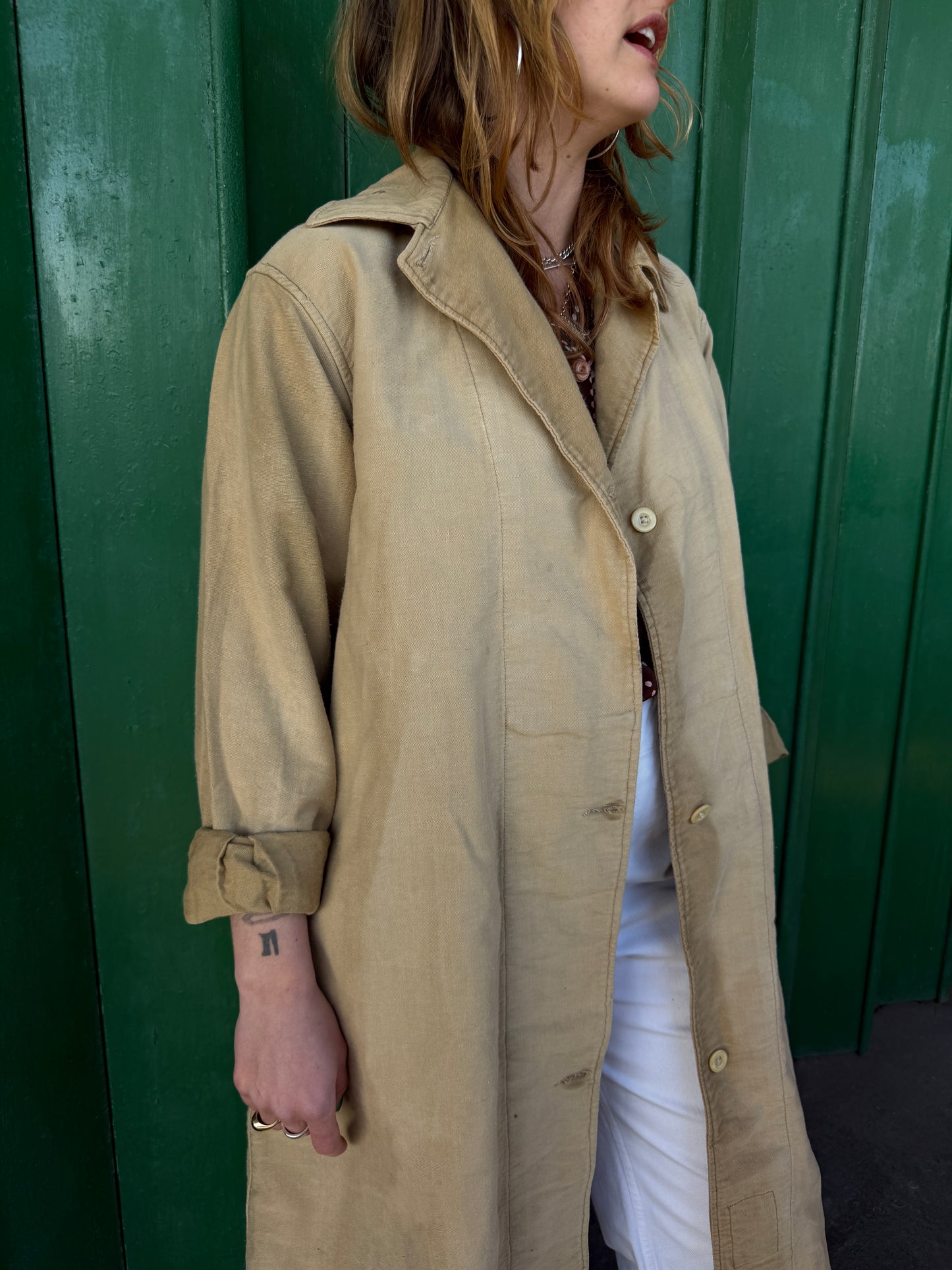1940S BRITISH COTTON OVERCOAT