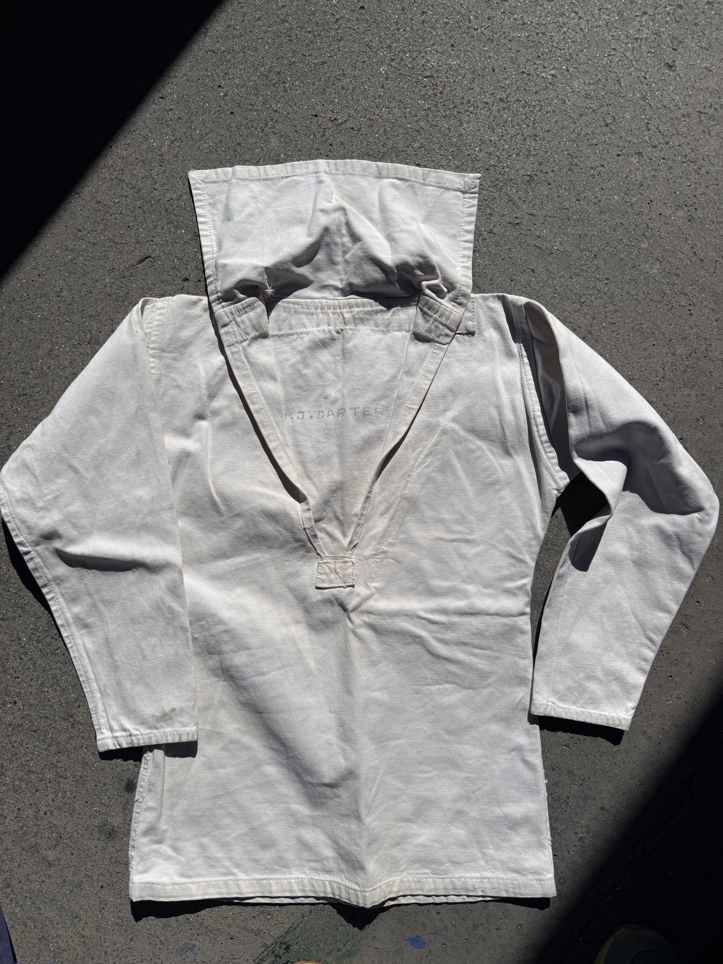 VINTAGE 1940S “H.J.CARTER” WHITE COTTON SAILOR SMOCK